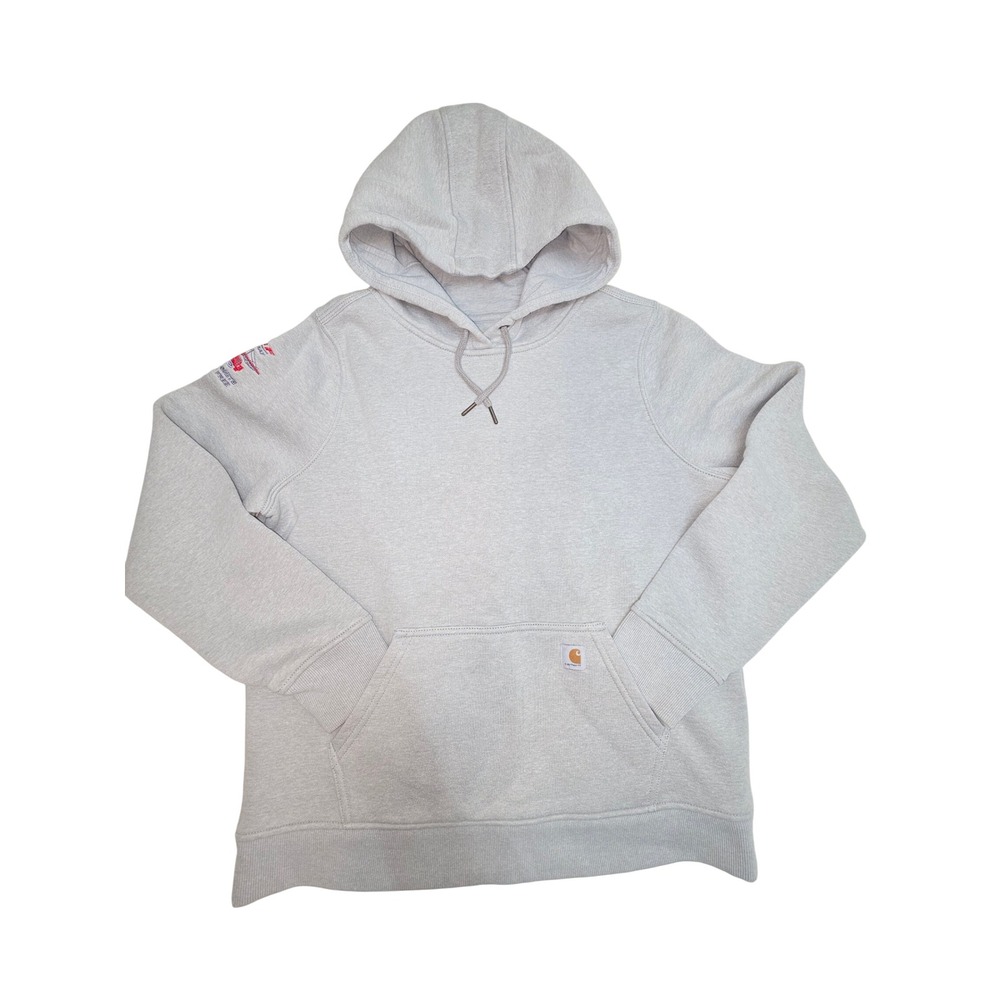 Carhartt Womens L 12-14 Hoodie Gray BNSF Railway Pullover Sweatshirt 102790 058
